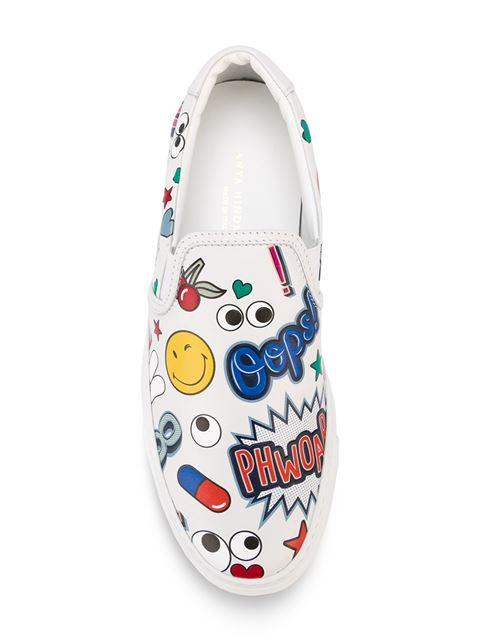Anya Hindmarch All Over Stickers Leather Low-top Sneakers In White ...