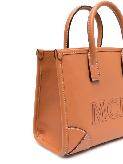 Shop Mcm Mini München Tote Bag In Brown