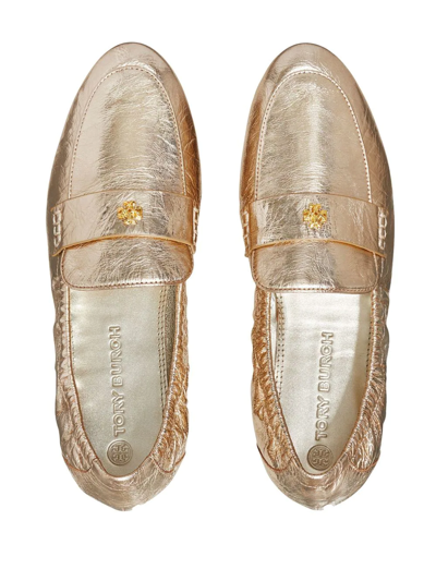 Tory Burch Metallic Medallion Ballet Loafers In Gold