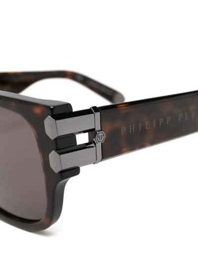 Shop Philipp Plein Eyewear Tortoiseshell-effect Tinted Sunglasses In Braun