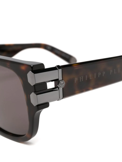 Philipp Plein Eyewear Tortoiseshell-effect Tinted Sunglasses In Braun