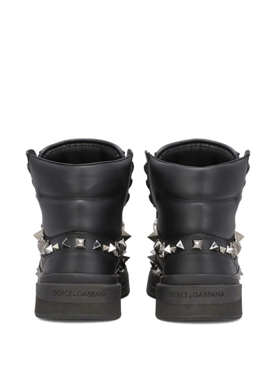 Shop Dolce & Gabbana Dg Logo Studded High-top Sneakers In Black