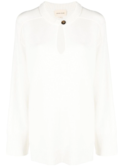 Shop Loulou Studio Button-front Long-sleeved Jumper In White