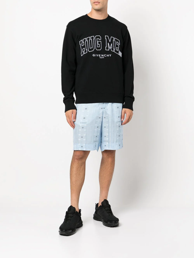 Givenchy Embroidered-slogan Cotton Sweatshirt In Schwarz