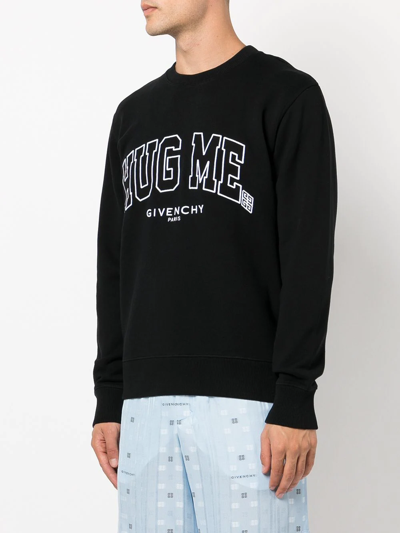 Givenchy Embroidered-slogan Cotton Sweatshirt In Schwarz