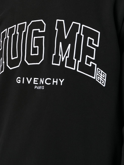 Givenchy Embroidered-slogan Cotton Sweatshirt In Schwarz