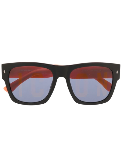 Shop Dsquared2 Embossed-logo Square-frame Sunglasses In Schwarz