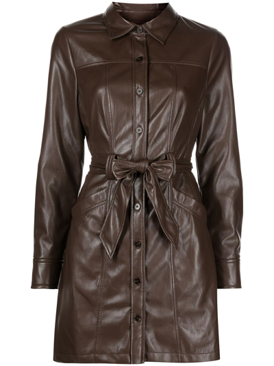 Shop Jonathan Simkhai Karlee Faux-leather Mini Dress In Braun