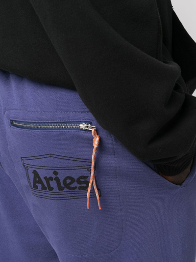 Shop Aries Logo-print Track Pants In Blau