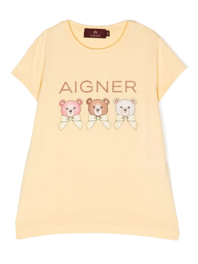 Shop Aigner Teddy-print T-shirt In Yellow