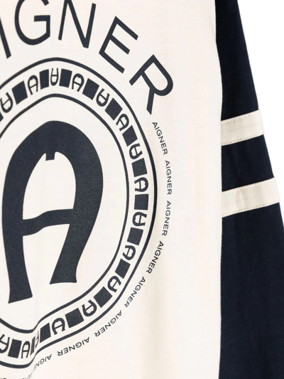 Shop Aigner Logo-print Long-sleeve T-shirt In Blue