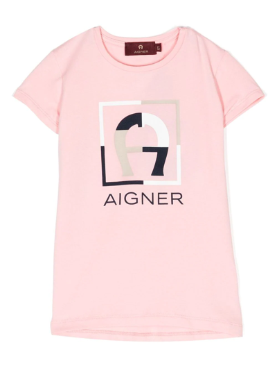 Shop Aigner Logo-print Detail T-shirt In Pink