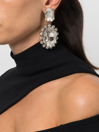 Shop Alessandra Rich Crystal-embellished Drop Earrings In Silber