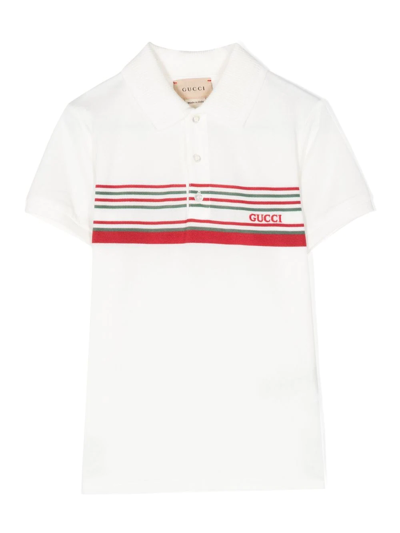 Shop Gucci Embroidered-logo Detail Polo Shirt In White