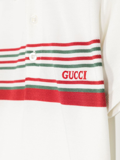 Shop Gucci Embroidered-logo Detail Polo Shirt In White