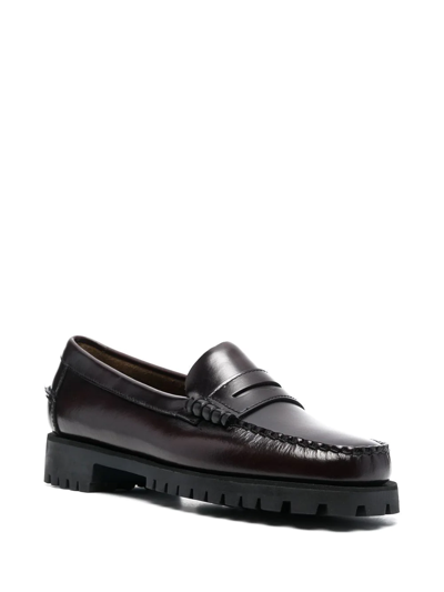 Sebago Black Slip-on Loafers With Lug Sole In Black