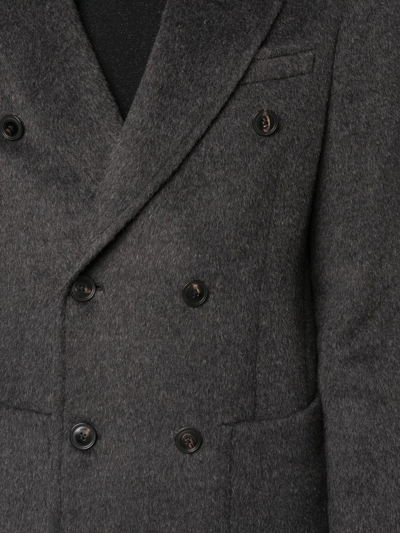 Shop Emporio Armani Double-breasted Virgin-wool Coat In Grau