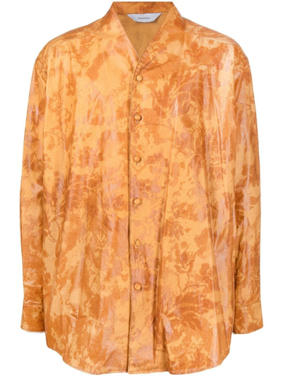 Shop Sasquatchfabrix Leaf-print Shirt In Braun