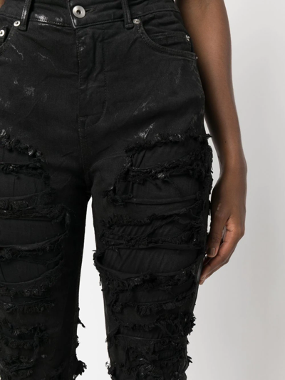 Shop Rick Owens Drkshdw Detroit Distressed Skinny-cut Jeans In Schwarz