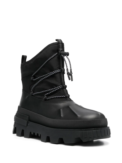 Shop Moncler Lace-up Leather Ankle Boots In Schwarz