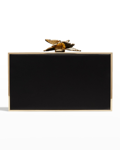 Shop Sophia Webster Clara Butterfly Box Clutch Bag In Black/gold