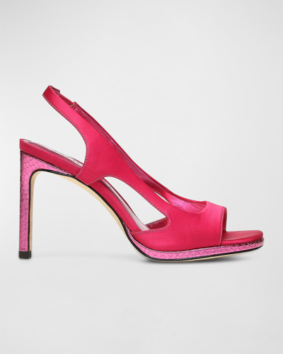 Shop Donald J Pliner Kayla Satin Metallic Slingback Sandals In Fuchsia