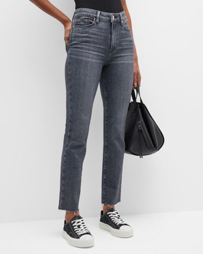 Shop Paige Cindy Slim Straight Ankle Jeans In Ash Black