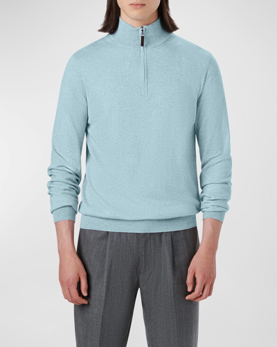 Shop Bugatchi Men's Melange Quarter-zip Sweater In Celadon