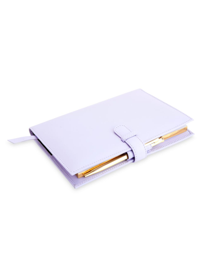 Shop Royce New York Executive Leather Weekly Planner In Lavender
