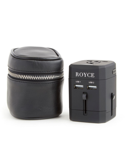 Shop Royce New York Travel Adapter & Leather Case In Black