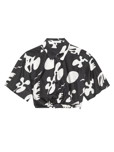 Shop Frame Women's Cropped Twist-front Shirt In Noir Multi
