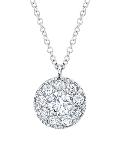 Shop Saks Fifth Avenue Women's 14k White Gold & 0.75 Tcw Diamond Cluster Pendant Necklace