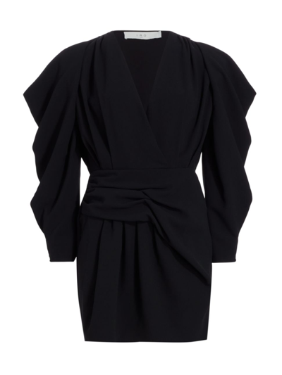 Shop Iro Women's Sofi Draped Puff-sleeve Minidress In Black