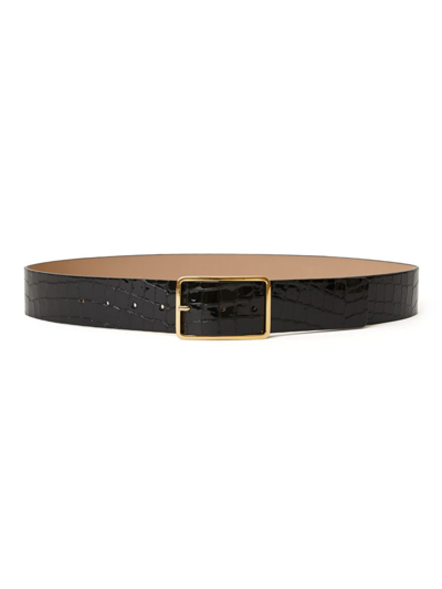 Shop B-low The Belt Women's Milla Croc-embossed Leather Belt In Black Gold