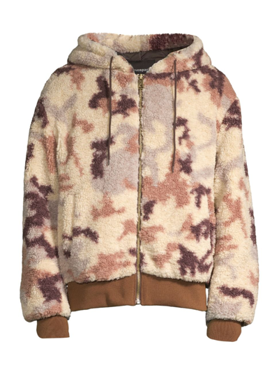Shop Elevenparis Men's Sherpa Hooded Camo Jacket In Nostalgia Rose Camo