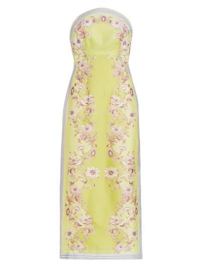Shop Alemais Women's Marlow Strapless Floral Midi-dress In Lemon Paisley
