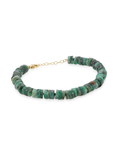 Shop Jia Jia Women's Atlas 14k Yellow Gold & Emerald Beaded Bracelet In Green