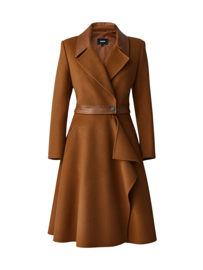 Shop Mackage Women's Rose Wool And Leather Coat In Camel