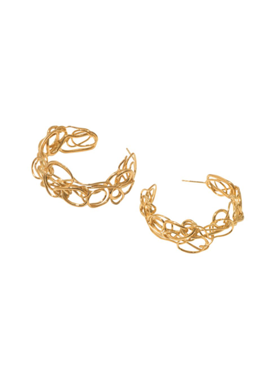 Shop Completed Works Women's Traces 14k Gold-plate Hoop Earrings In Yellow Gold