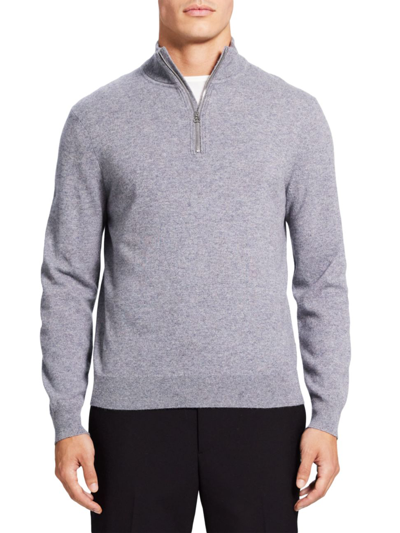 Shop Theory Men's Hilles Cashmerequarter-zip Sweater In Medium Grey Melange