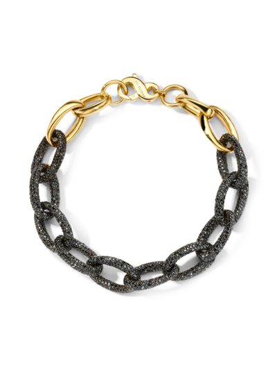 Shop Ippolita Women's Stardust 18k Gold & Black Diamond Oval Link Bracelet In Yellow Gold