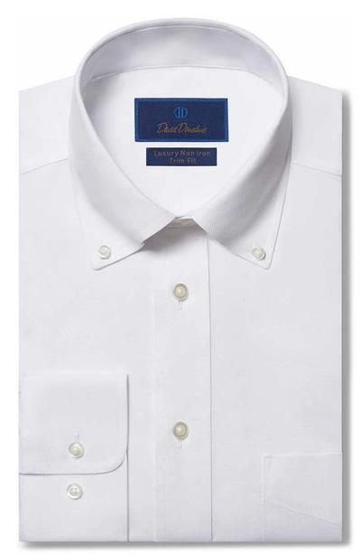 Shop David Donahue Trim Fit Pinpoint Oxford Non-iron Dress Shirt In White