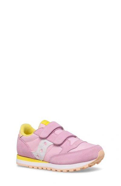 Saucony Kids' Jazz Double Strap Sneaker In Pink/ Yellow/ Peach | ModeSens