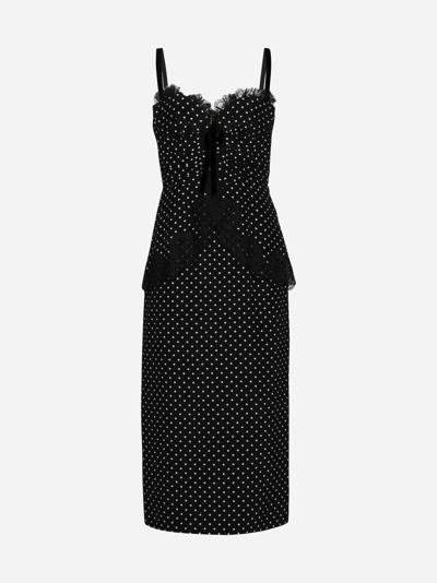 Shop Alessandra Rich Polka Dot Print Silk Midi Dress