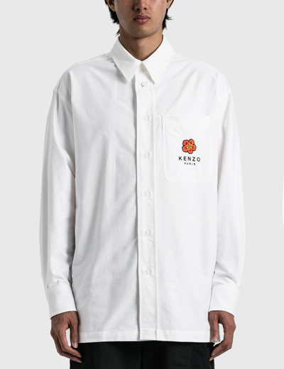 Shop Kenzo 'boke Flower' Crest Shirt Jacket In White