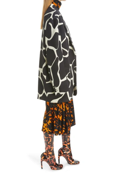 Dries Van Noten Giraffe Print Wool Crepe Blazer In Black 900