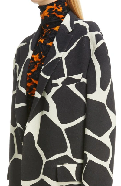 Dries Van Noten Giraffe Print Wool Crepe Blazer In Black 900