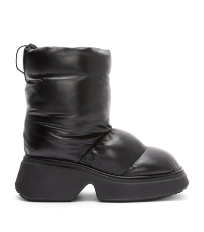 Shop Loewe Padded Leather Boots In Black
