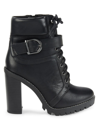 Shop Bcbgeneration Women's Padina Faux Leather Combat Boots In Black