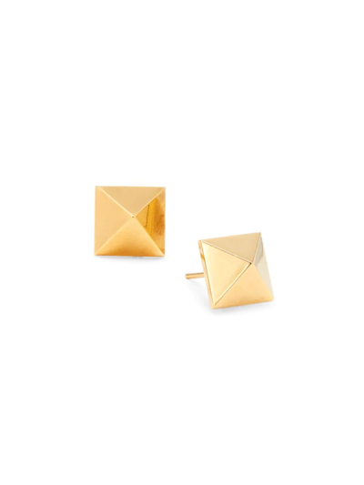 Shop Valentino Women's Goldtone Pyramid Stud Earrings In Brass